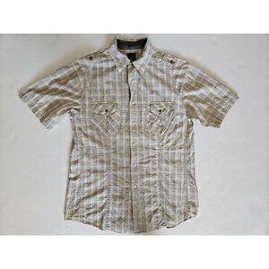 Murano Sport Men's Short Sleeve Plaid Shirt With Shoulder Straps Size M